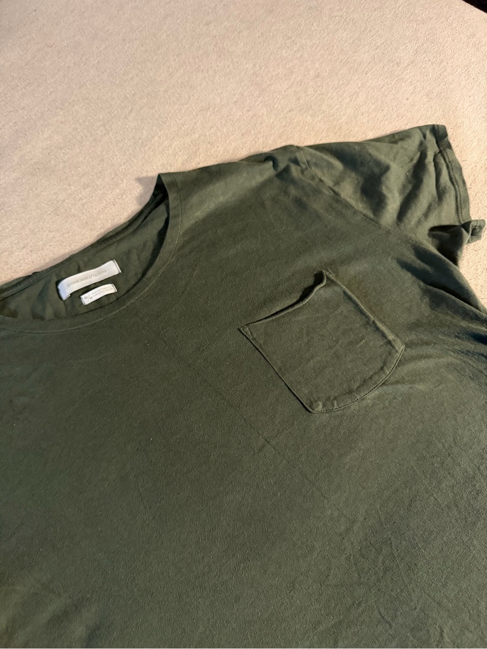 Classic Pocket Extra Long Crewneck T-Shirt - Olive Green